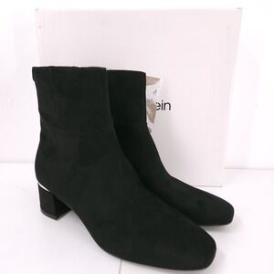 Calvin Klein Parry Ankle Block Heel Pointed Toe Black Booties Womens Size 9 M